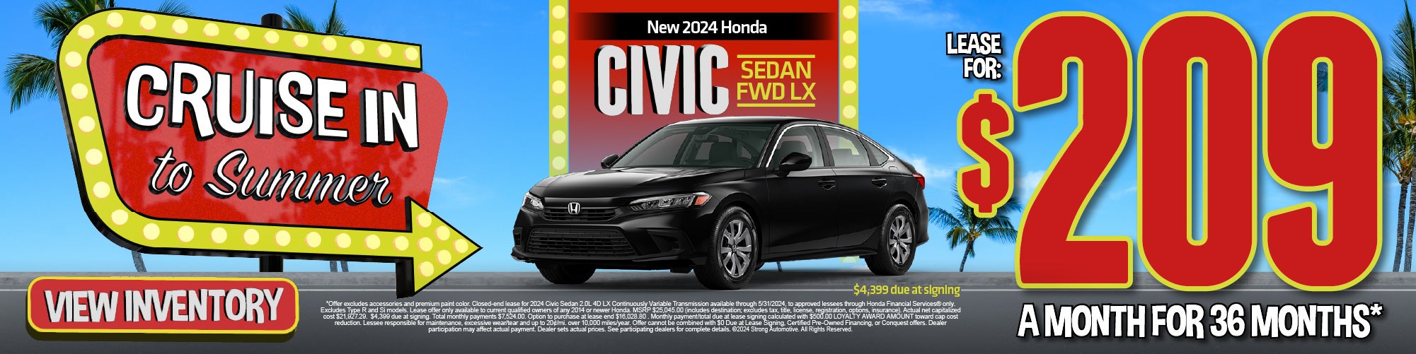 2024 Honda Civic Sedan FWD LX - $209 a month for 36 months* 