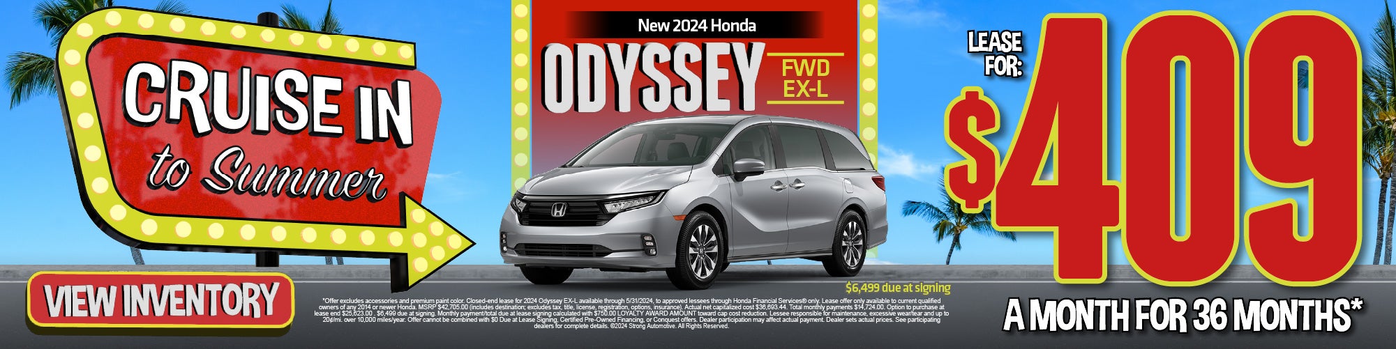 2024 Honda Odyssey FWD EX-L - $409 for 36 months* $6,499 due